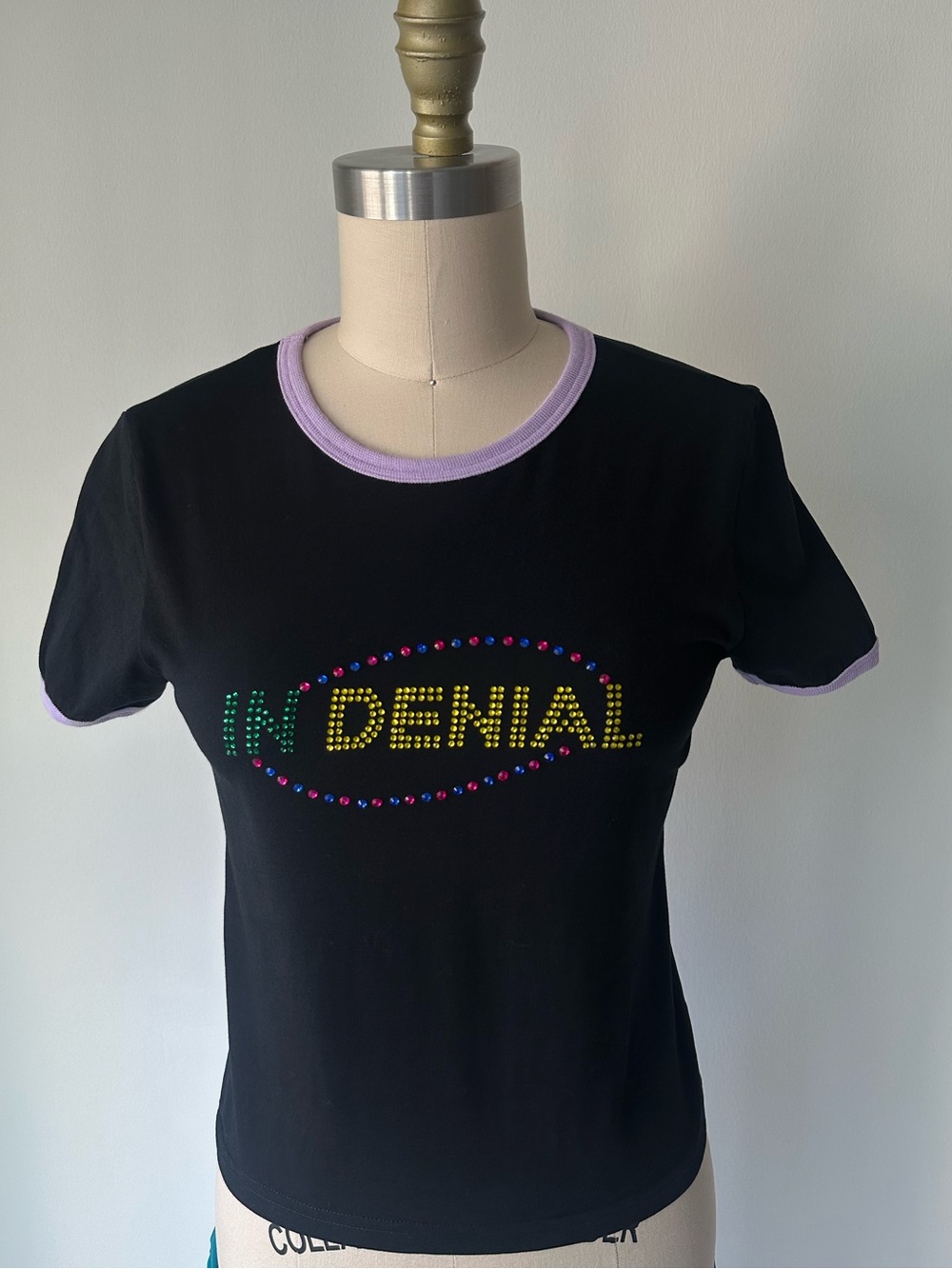 MISBHV Rhinestone Graphic Tee in Black & Purple Size Small Like New